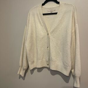 LOFT Women's Cream Cardigan Sweater